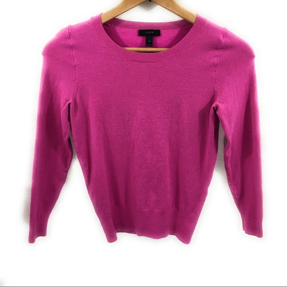 (Sold)J.Crew Bright Pink Crew Neck Sweater XS - Picture 2 of 5